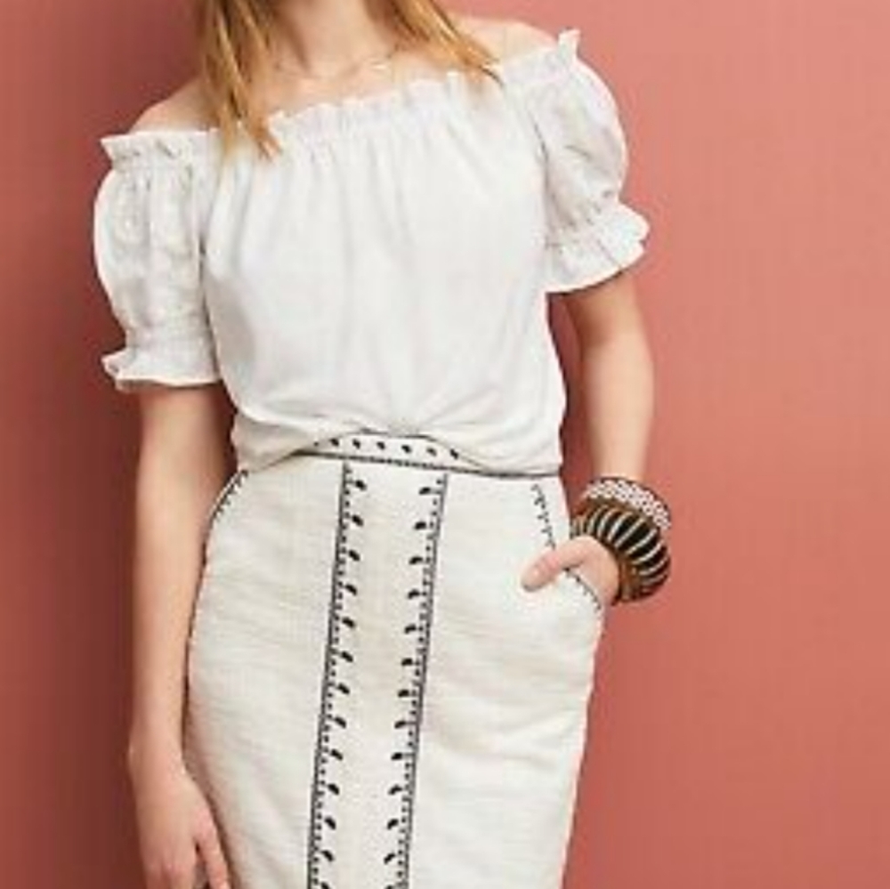 Anthropologie Tulley Textured Black & White Skirt Size S